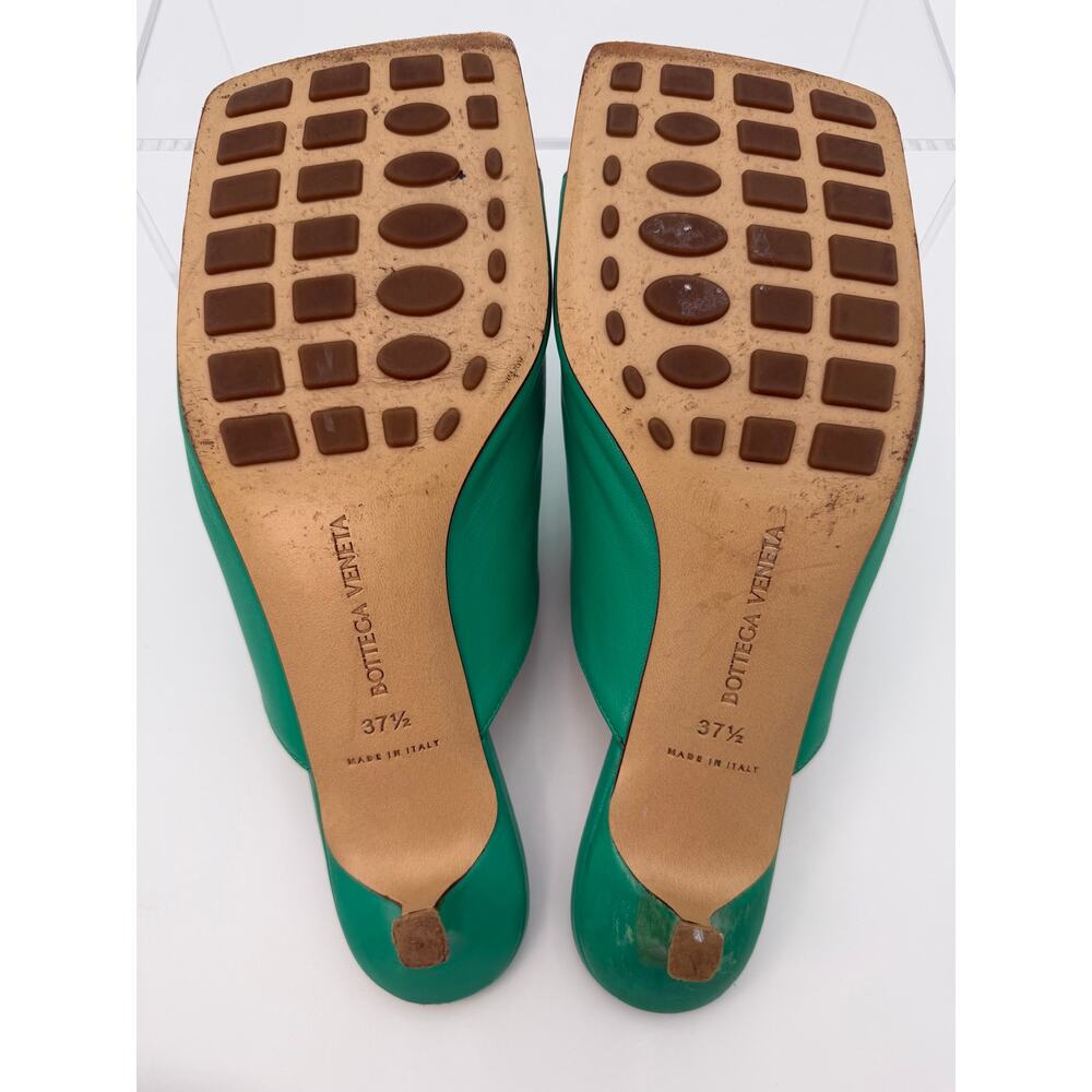 Bottega Veneta Stretch Mules Green Leather Size 37.5 / 7.5 Kitten Heel - Picture 5 of 16